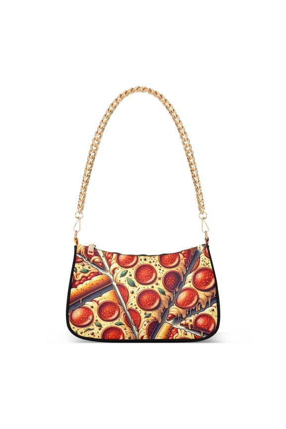 Delicious Original Pepperoni Pizza Women Handbags Shoulder Bag Cross Body Bag with Crossbody Strap Hobo Bags Chain Strap