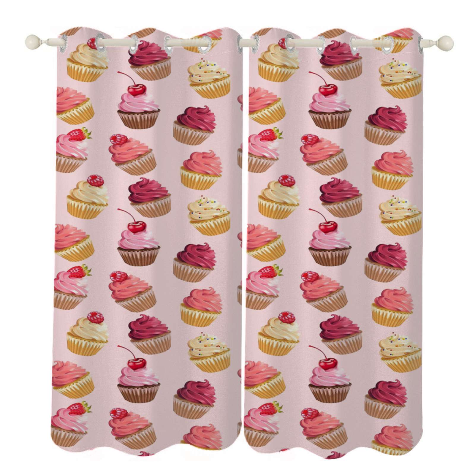 Delicious Pink Retro Cupcakes Sunshade Curtains Home Bedroom Living ...
