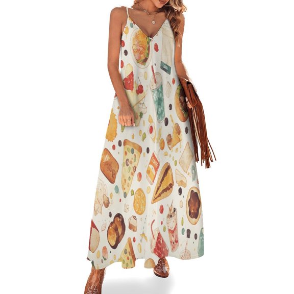 Delicious Pizza Burger Sleeveless Dress for Women Clothing Female Women's Summer Skirt
