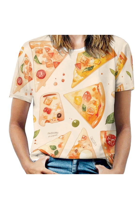 Delicious Pizza Burger Women's Short Sleeve Tops Casual Blouses T Shirt