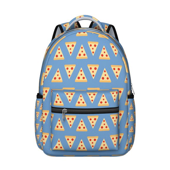Delicious Pizza Students Backpack Foodie Food School Bag with Funny Pizza Party Design, Adjustable Strap and Lightweight