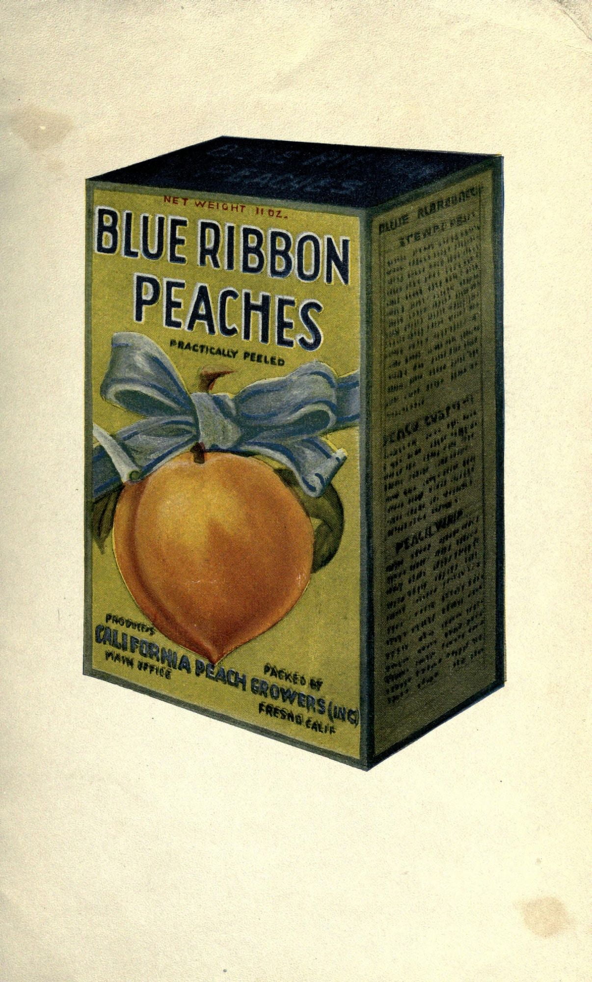 Delicious Recipes by California Peach Growers 1920 Blue Ribbon Peaches Canvas Art -  (24 x 36)
