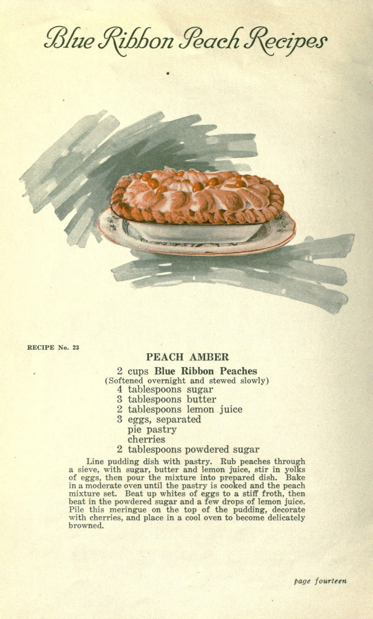 Delicious Recipes by California Peach Growers 1920 Peach Amber Canvas Art - (24 x 36)