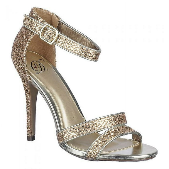 Delicious Ruyi-S Gold Glitter Open Toe Stiletto Heel Sandals