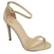 MY DELICIOUS SHOES Delicious Shoes Women Ankle Strap High Heel Open Toe Formal/Casual Dress Sandals JAIDEN Nude Skin Beige Patent 9