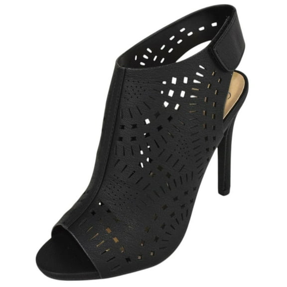Delicious Shoes Women Ankle Strap Stiletto High Heel Cutout Sandals Open Peep Toe Booties ORIGIN-S Black 6