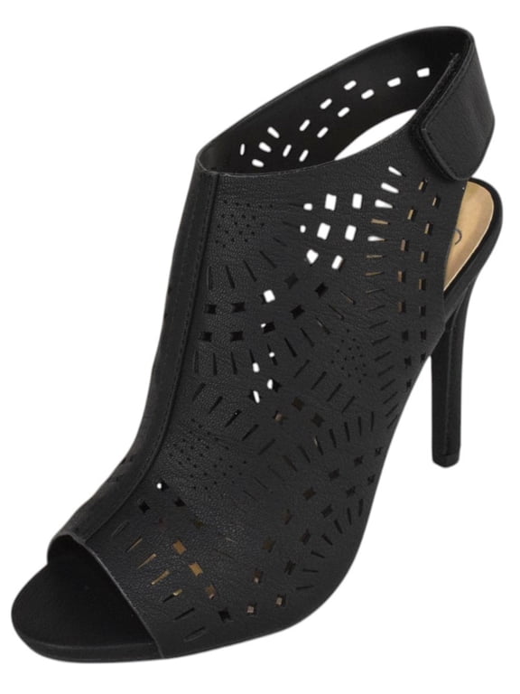 Delicious Shoes Women Ankle Strap Stiletto High Heel Cutout Sandals Open Peep Toe Booties ORIGIN-S Black 7.5