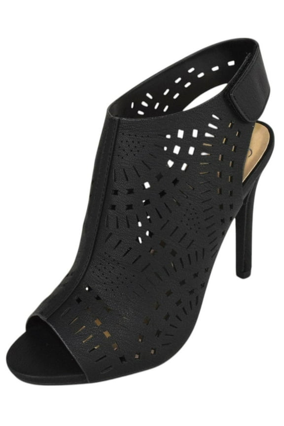 Delicious Shoes Women Ankle Strap Stiletto High Heel Cutout Sandals Open Peep Toe Booties ORIGIN-S Black 7.5