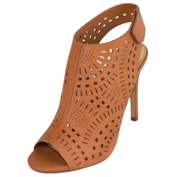 Delicious Shoes Women Ankle Strap Stiletto High Heel Cutout Sandals Open Peep Toe Booties ORIGIN-S Tan Brown 7.5