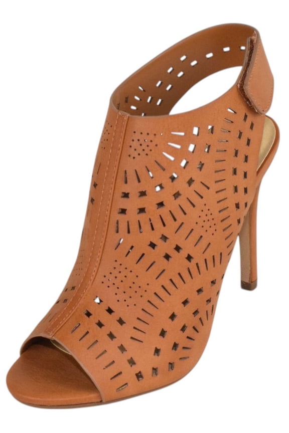 Delicious Shoes Women Ankle Strap Stiletto High Heel Cutout Sandals Open Peep Toe Booties ORIGIN-S Tan Brown 7.5