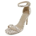 thumbnail image 1 of Delicious Shoes Women Ankle Strap Stiletto High Heel Open Toe Formal/Casual Dress Sandal JAIDEN-S Beige Bone Snake Print 5.5, 1 of 5
