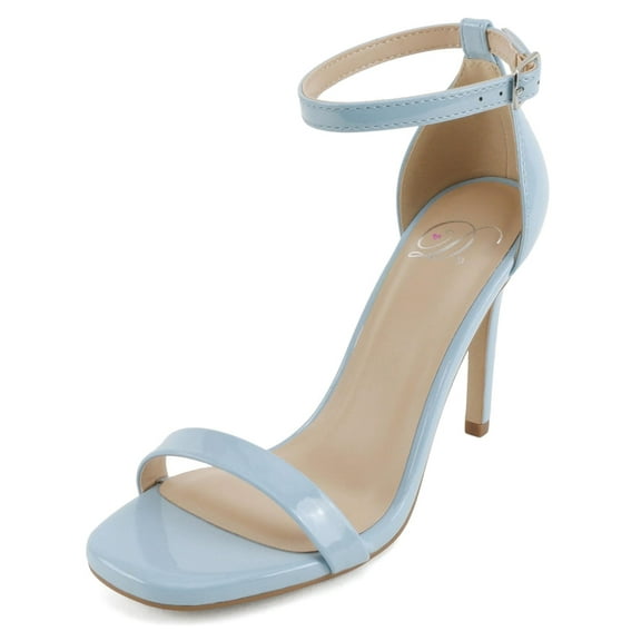 Delicious Shoes Women Ankle Strap Stiletto High Heel Open Toe Formal/Casual Dress Sandal JAIDEN-S Light Sky Blue Patent 7.5