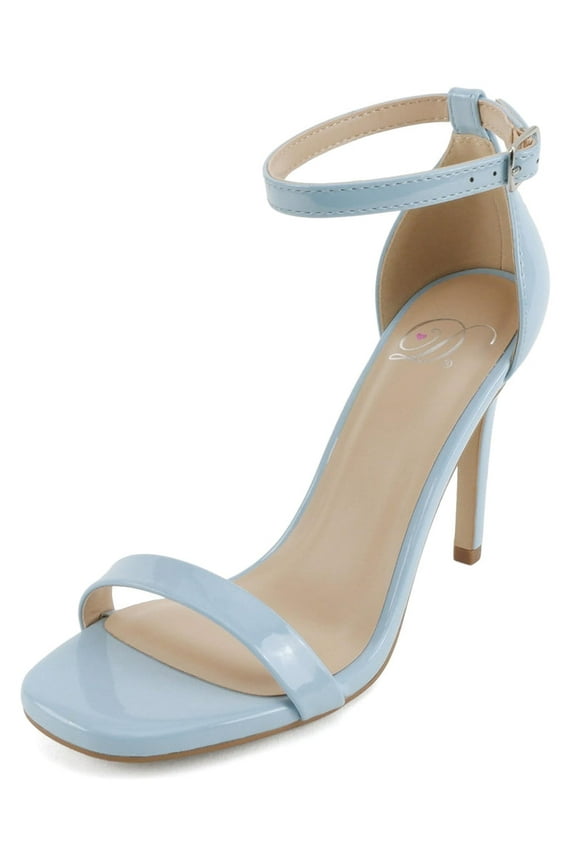 Delicious Shoes Women Ankle Strap Stiletto High Heel Open Toe Formal/Casual Dress Sandal JAIDEN-S Light Sky Blue Patent 8.5
