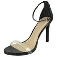 thumbnail image 1 of Delicious Shoes Women Ankle Strap Stiletto High Heel Sandals Open Toe Lucite Clear Band JACKEY-S Black Patent 8.5, 1 of 3
