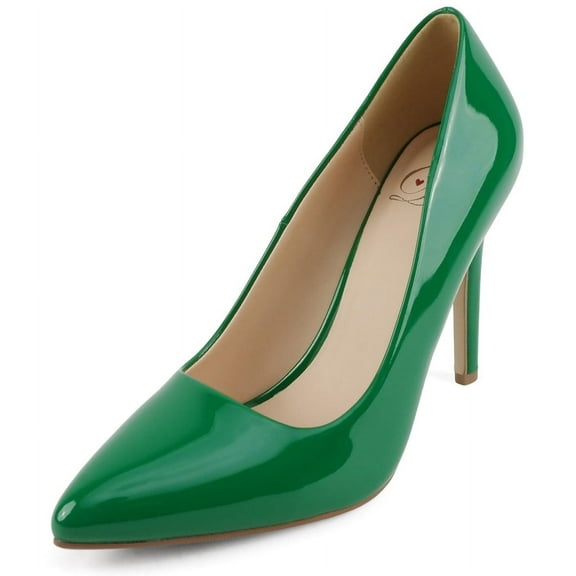 Delicious Shoes Women Stiletto High Heel Classic Pumps Pointed Toe SCHEME-S Green Patent 5.5