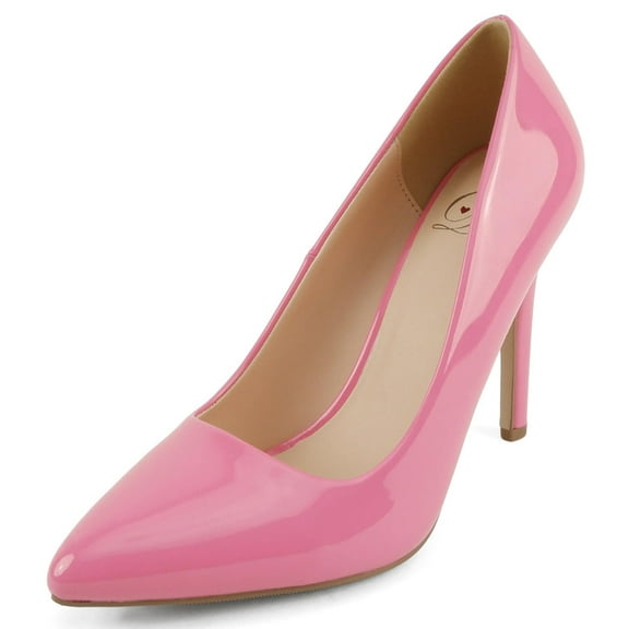 Delicious Shoes Women Stiletto High Heel Classic Pumps Pointed Toe SCHEME-S Pink Patent 5.5