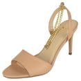 thumbnail image 1 of Delicious Shoes Women Stiletto High Heels Anklet Gold Chain Ankle Strap Open Peep Toe Duet-S Beige Nude 9, 1 of 2