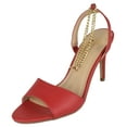 thumbnail image 1 of Delicious Shoes Women Stiletto High Heels Anklet Gold Chain Ankle Strap Open Peep Toe Duet-S Red 10, 1 of 2