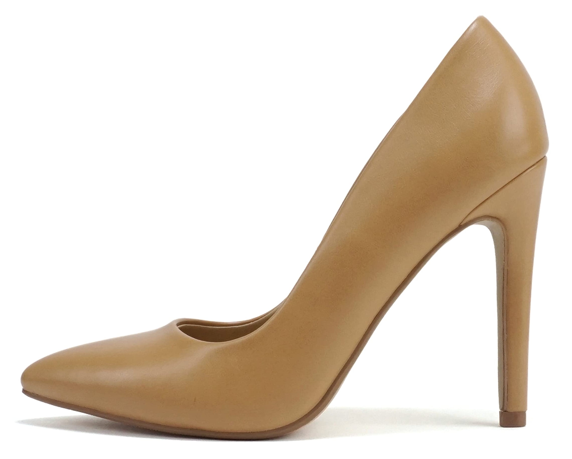 Escarpins à Bout Pointu GIOHEL Italie - Cuir Verni Beige Nude - Taille 40, Talon 10-11 Cm