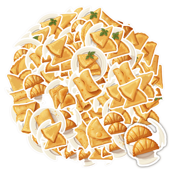 Delicious Stationery Stickers Crunchy Food Stickers Golden Sticker Pack for Laptop Suitcase