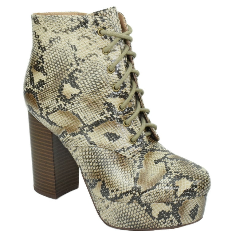 Beige faux snake ankle boot online