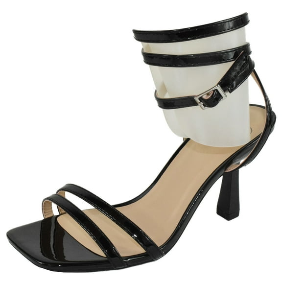Delicious Women Heels Ankle Strap Open Toe Strappy Tie Leg Design OPAL-S Black Patent 9