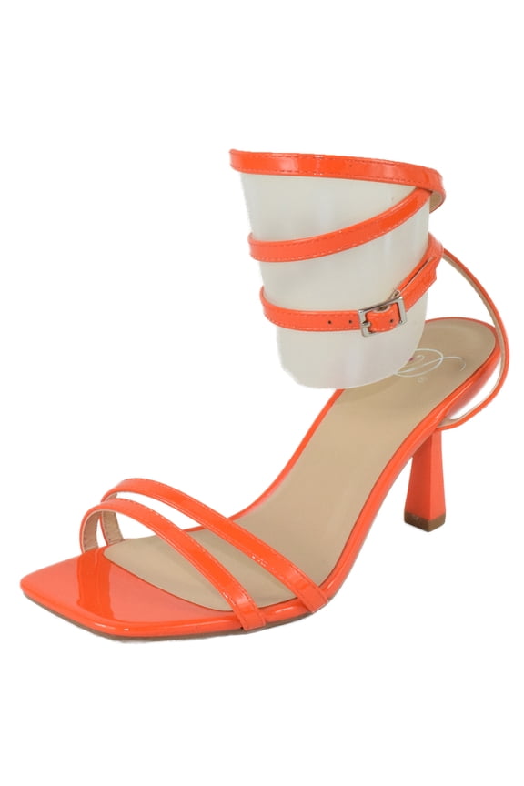 Delicious Women Heels Ankle Strap Open Toe Strappy Tie Leg Design OPAL-S Coral Bright Orange 8