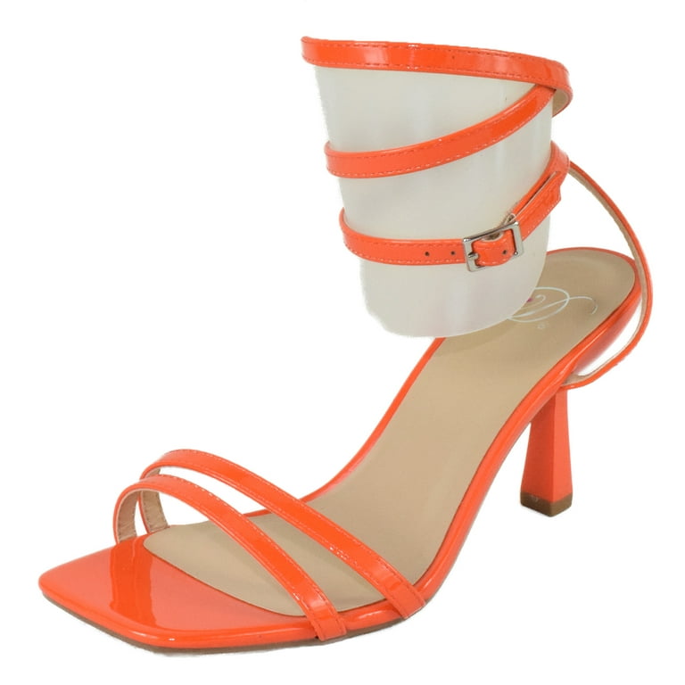 Delicious Women Heels Ankle Strap Open Toe Strappy Tie Leg Design OPAL S Coral Bright Orange 9 Walmart
