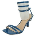 thumbnail image 1 of Delicious Women Heels Ankle Strap Open Toe Strappy Tie Leg Design OPAL-S Dark Blue Deep Teal 10, 1 of 3