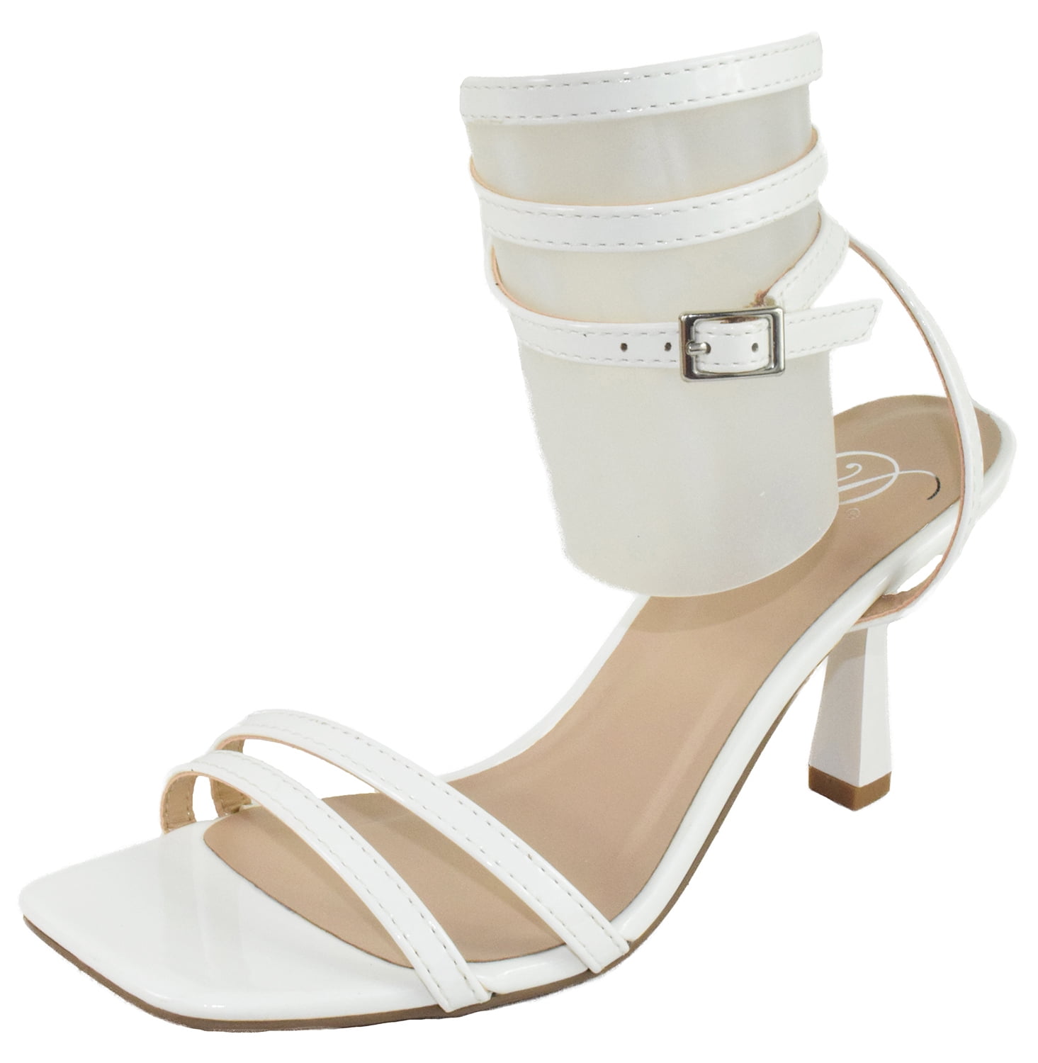 Delicious Women Heels Ankle Strap Open Toe Strappy Tie Leg Design OPAL S White Cream Patent 8.5 Walmart