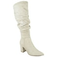 thumbnail image 1 of Delicious Women Knee High Slouchy Boots Side Zipper Chunky Thick Heels Pointed Toe GRAVITY-H Beige Ice Suede 7, 1 of 3