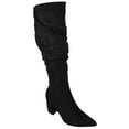thumbnail image 1 of Delicious Women Knee High Slouchy Boots Side Zipper Chunky Thick Heels Pointed Toe GRAVITY-H Black Suede 10, 1 of 3