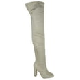 thumbnail image 1 of Delicious Women Over Knee Thigh High Boots Side Zipper Chunky Thick Heels Pointed-Toe KENNICE-H Beige Wheat Ice 6, 1 of 4