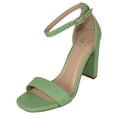 thumbnail image 1 of Delicious Women Thick Block Chunky High Heels Ankle Strap Open Peep Toe Reseda-S Light Green Mint 6, 1 of 3