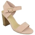 thumbnail image 1 of Delicious Women Thick Block Chunky High Heels Ankle Strap Open Peep Toe Studded Buckled Urkel-S Mauve Pink 8.5, 1 of 3