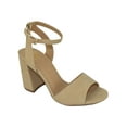 thumbnail image 1 of Delicious Women Thick Chunky High Heels Ankle Strap Open Toe PLAYFUL-S Beige Natural Tan 7, 1 of 3
