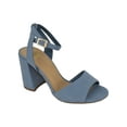 thumbnail image 1 of Delicious Women Thick Chunky High Heels Ankle Strap Open Toe PLAYFUL-S Navy Blue 6.5, 1 of 3