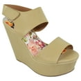 thumbnail image 1 of Delicious Women Wedge Shoes Open Toe Platform Strap Sandals SAPHIRE-S Beige Nude Camel 10, 1 of 2