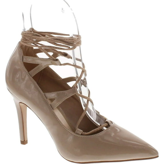 Delicious Women's Crowd Pointy Toe Faux Suede Lace Up Ankle Wrap High Heel Pump