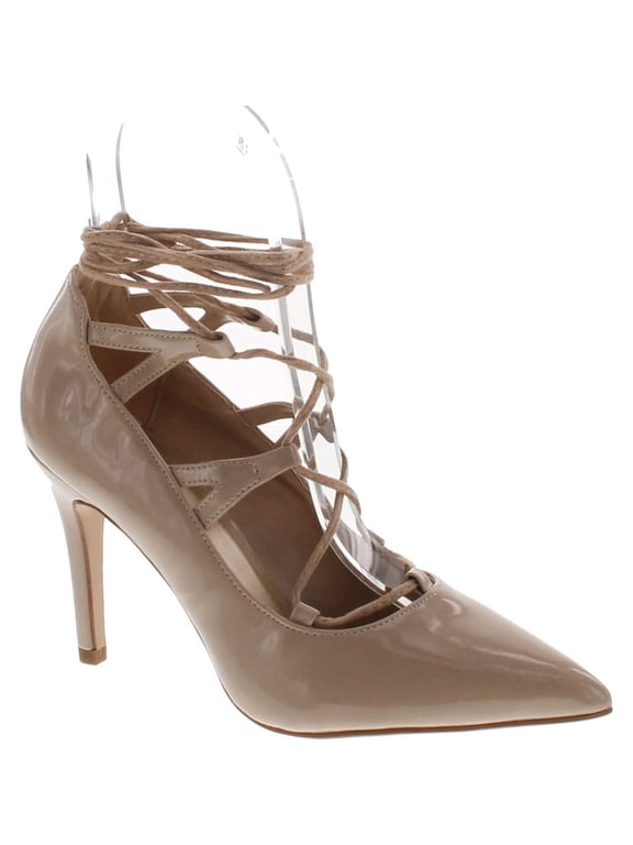 Delicious Women's Crowd Pointy Toe Faux Suede Lace Up Ankle Wrap High Heel Pump