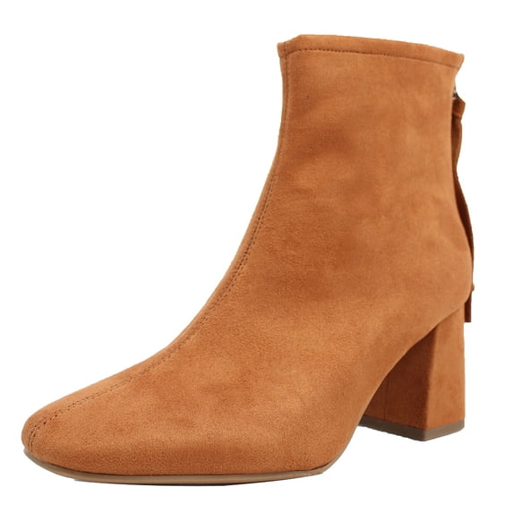 Delicious Women's Faux Suede Tassel Square Toe Ankle Bootie, Tan , 8 M US