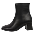 thumbnail image 1 of Delicious Women's Square Toe High Top Mid Block Heel Ankle Bootie, Black PU ,  8 M US, 1 of 6