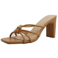 thumbnail image 1 of Delicious Women's Strappy Knotted Block Heel Sandal, Camel, 10 M US, 1 of 5