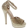 thumbnail image 1 of Delicious Womens Cadence Metallic High Heel Rhinestone Dress Party Shoes, 1 of 4