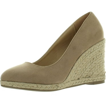 Delicious Womens Parma Round Toe Espadrille Wedge Slip on Sandals