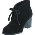 thumbnail image 1 of Delicious by Soda Women's Ripley Sueded Lace Up Chunky Stacked Heel Ankle Bootie, 1 of 7