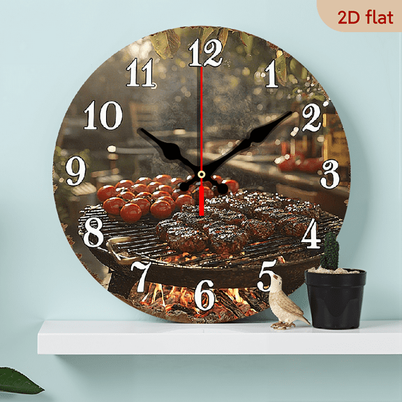 Delicious food.1 pc wall clock.Accurate timing, frameless design, simple and elegant. Silent movement, silent walking, healthy sleep every day,10*10inch.