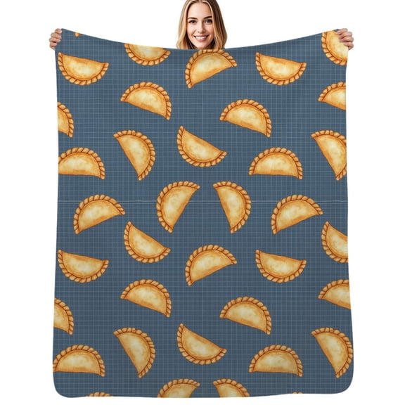 Delicious pastries blue background pattern Flannel Blanket Warm Soft Bedding Throws Winter Camping Chair Sofa Bed