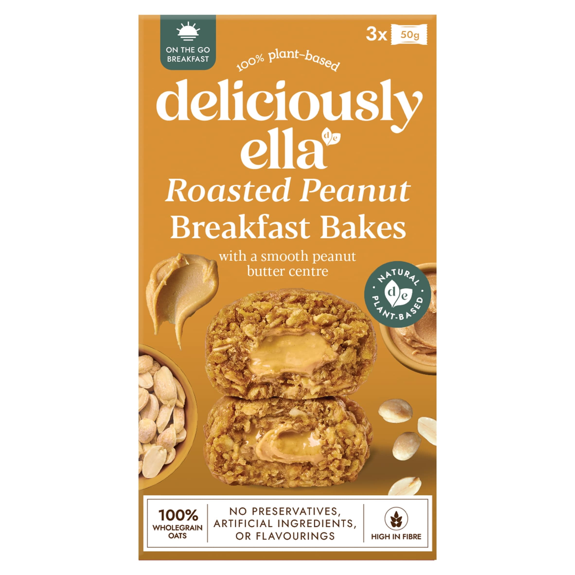 Deliciously Ella Roasted Peanut Breakfast Bakes 150g, Imported from Britain