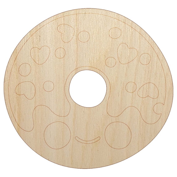 Deliciously Kawaii Chibi Donut Wood Shape Unfinished Piece Cutout Craft DIY Projects - 6.25 Inch Size - 1/8 Inch Thick